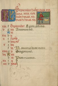 September Kalenderseite; Traubenlese von Unknown artist