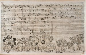 Notenblatt von Die Kunst der Fuge, Ende von Kontrapunkt 5, von Johann Sebastian Bach von Unknown artist