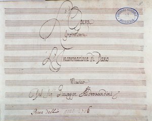 Notenseite für Die Krönung des Darius von Giuseppe Aldrovandini (1703)