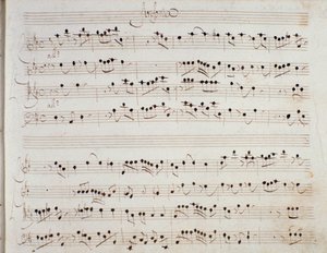 Notenblatt für die Oper Mithridate von Giuseppe Aldrovandini (1706)