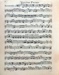 Notenblatt für Violine der Symphonie Nr. 3 von Christian Cannabich