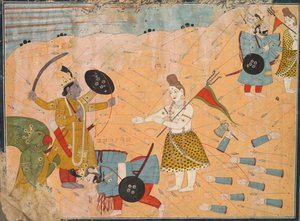 Shiva vermittelt für Vanasura: Szene aus dem Aniruddha Usha Abschnitt von Krishna Lila von Unknown artist