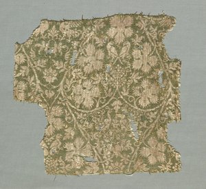 Seidenfragment mit rankenden Reben, Weinblättern, Trauben und Vögeln von Unknown artist