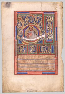 Einzelblatt aus einem Evangelienbuch mit Initiale L[iber generationis]: St. Matthäus (Versoseite) von Unknown artist