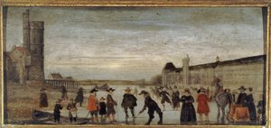 Schlittschuhläufer auf der Seine im Jahr 1608, um 1608 von Unknown artist