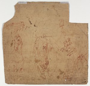 Skizzen von Pferden und Reitern (recto) von Unknown artist
