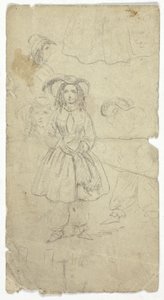Skizzen eines jungen Mädchens (Vorderseite); Skizzen eines Banjospielers (Rückseite) von Unknown artist