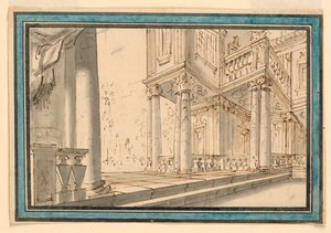 Bühnenbild: Atrium einer Villa von Unknown artist