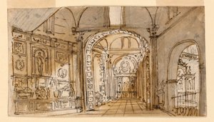 Bühnenbild, Kircheninneres von Unknown artist