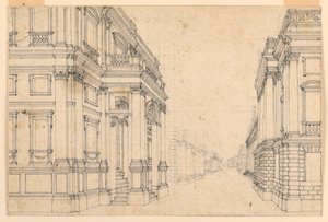 Bühnenbild: Stadtstraße mit Palästen von Unknown artist