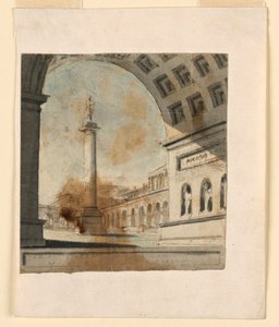 Bühnenbild, Säule mit Denkmal oben von Unknown artist