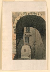 Bühnenbild, Hof in altem Gebäude