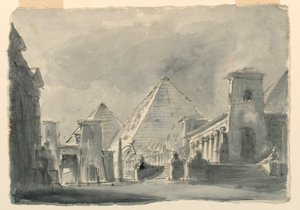 Bühnenbild, Gruppe ägyptischer Gebäude von außen