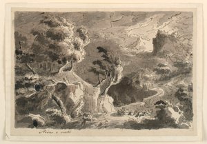 Bühnenbild, Landschaft in Hügeln von Unknown artist