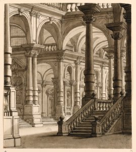 Bühnenbild, Portikus mit Treppe