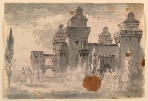 Bühnenbild, Blick auf Schloss von Unknown artist