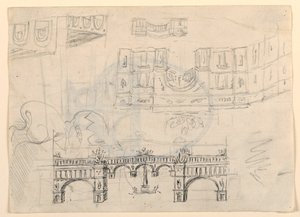 Bühnenbild: ein Stadtplatz von Unknown artist