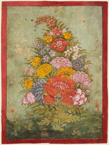 Stillleben: Blumenstrauß, der aus dem Gras hervorkommt von Unknown artist