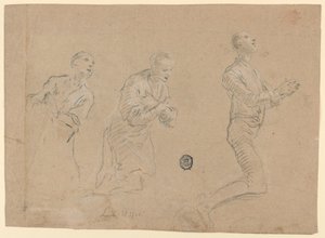 Studien (a) Drei kniende Hirten. (b) Zwei Arme von Unknown artist