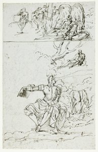 Studienblatt mit sitzendem Ritter (recto); Stehende männliche Figur in mittelalterlicher Kleidung (verso) von Unknown artist
