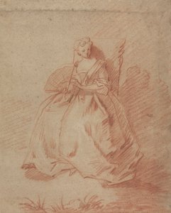 Studie einer sitzenden Frau mit Fächer von Unknown artist