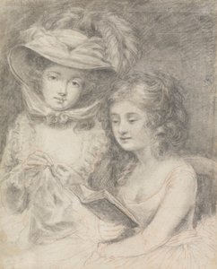 Studie einer Frau beim Nähen und eines Mädchens beim Lesen von Unknown artist
