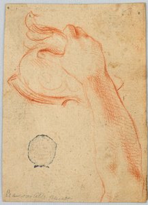 Studie des rechten Unterarms einer Frau, die einen antiken Helm hält von Unknown artist
