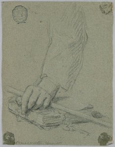 Studie: die linke Hand eines jungen Mannes, der einen Stock hält und auf einem Buch ruht von Unknown artist