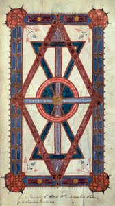 Symbolische Darstellung von Christus: „Ego sum Alpha et Omega, primus et novissimus“ Seite aus dem „Stundenbuch von Ferdinand I (Fernando I de Leon y Castilla)“