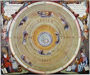 System der Welt von Ptolemäus - aus „Harmonia Macrocosmica“ von André Cellarius