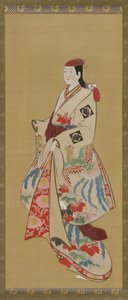 Großes Mädchen; Kleid mit Ho-o-Vogel und Kiri-Blumen gemustert von Unknown artist