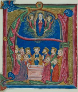 Die Himmelfahrt der Jungfrau in einem historisierten Initial "A" aus einem Antiphonar