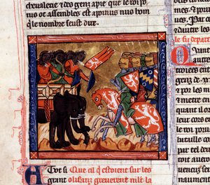 Die Schlacht am Hydaspes: Alexander und Porus kämpfen 327 v. Chr. von Unknown artist