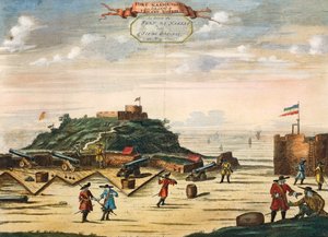 Das niederländische Fort Nassau auf der Insel Gorée, Senegal, Gravur. Afrika von Unknown artist