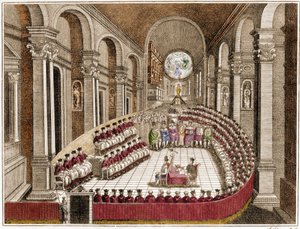 Das ökumenische Konzil von Trient. Das Konzil von Trient ist das 19. ökumenische Konzil, das von der römisch-katholischen Kirche anerkannt wird. Es wurde 1542 von Papst Paul III. einberufen, als Antwort auf die von Martin Luther im Rahmen der protestantisc von Unknown artist