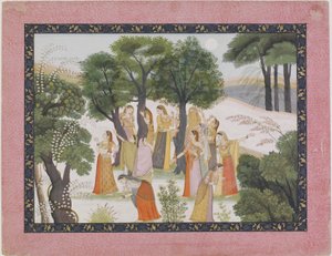 Die Gopis suchen nach Krishna aus einem Bhagavata Purana