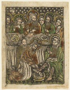 Das letzte Abendmahl und Christus wäscht die Füße der Apostel von Unknown artist