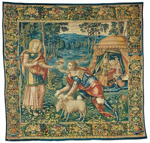 Das Treffen von Jakob und Rebekka, und Isaak segnet Jakob, aus Die Geschichte von Jakob von Unknown artist