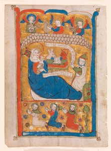 Die Geburt Christi mit Joseph, Engeln und Anbetern von Unknown artist