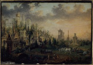 Der Père-Lachaise-Friedhof, jetzt im 20. Arrondissement, 1835 von Unknown artist