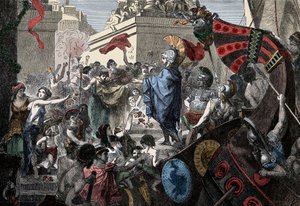 Die Rückkehr des Alkibiades nach Athen - Griechische Antike: die triumphale Rückkehr des Alkibiades (450-404 v. Chr.) nach Athen, 407 v. Chr. von Unknown artist