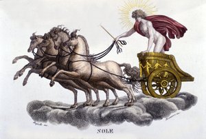 Die Sonne. Gravur aus dem 19. Jahrhundert.
