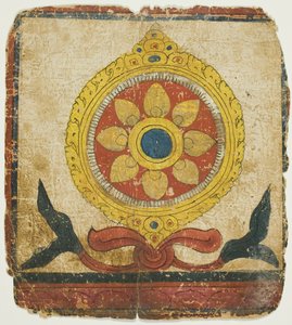 Das Rad des Gesetzes (Dharmachakra), aus einem Satz von Einweihungskarten (Tsakali)