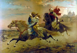 Die Entführung des Harems: zwei maurische Reiter entführen eine junge Frau von Unknown artist