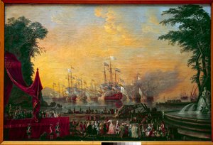 Die Bollwerkflotte in Toulon während des Besuchs des Grafen der Provence und Kaiser Joseph II. von Österreich von Unknown artist