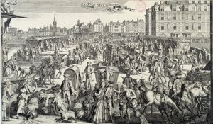 Das Gedränge auf der Pont Neuf in Paris von Unknown artist