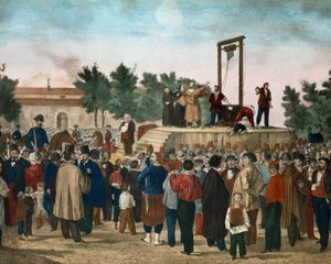 Hinrichtung von Felice Orsini (1819-1858) und Pieri am 13. März 1858, die das Attentat vom 14. Januar 1858 gegen Napoleon III. ausführten von Unknown artist