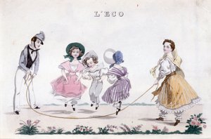 Das Seilspringen, Gruppe von Kindern der Bourgeoisie beim Spielen