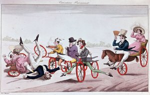 Die Freuden und Unannehmlichkeiten von Velocipeden und oriferischen Pferden von Unknown artist
