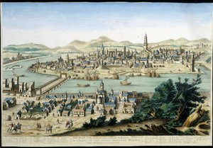 Der Hafen und die Stadt Sevilla - Gravur aus dem 18. Jahrhundert. von Unknown artist